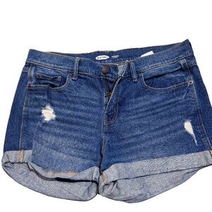 Old Navy Dark Blue Denim Mid-Rise Women’s Shorts